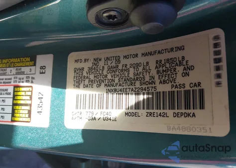 2010 Toyota Corolla Le z USA, uszkodzony, nr VIN 1NXBU4EE7AZ294575